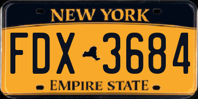 NY license plate FDX3684