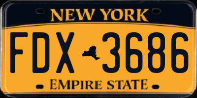 NY license plate FDX3686