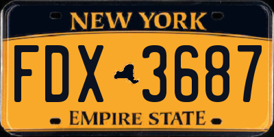 NY license plate FDX3687
