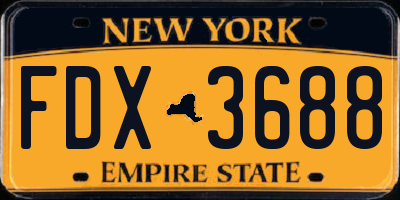 NY license plate FDX3688