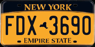 NY license plate FDX3690