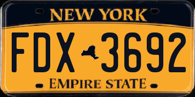 NY license plate FDX3692