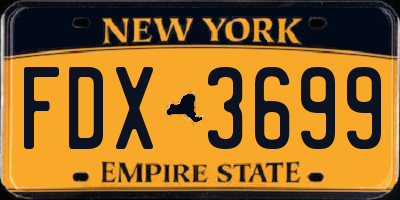 NY license plate FDX3699