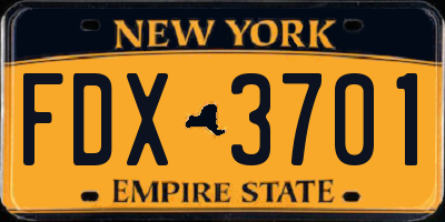 NY license plate FDX3701