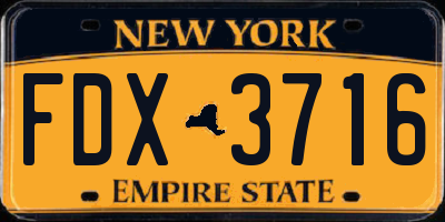 NY license plate FDX3716