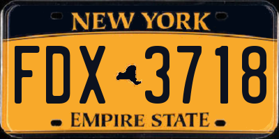 NY license plate FDX3718