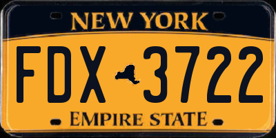 NY license plate FDX3722