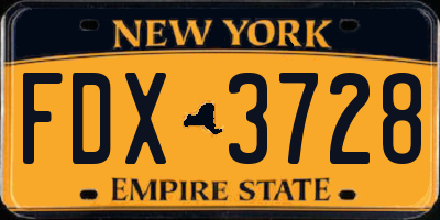 NY license plate FDX3728