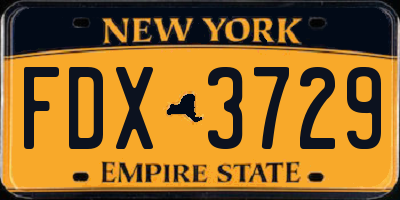 NY license plate FDX3729