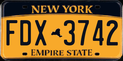 NY license plate FDX3742