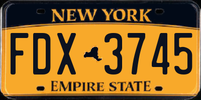 NY license plate FDX3745