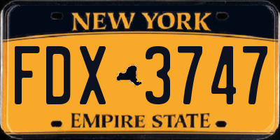 NY license plate FDX3747