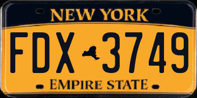 NY license plate FDX3749