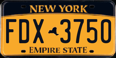 NY license plate FDX3750