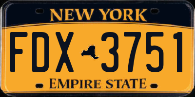NY license plate FDX3751
