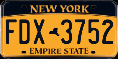 NY license plate FDX3752