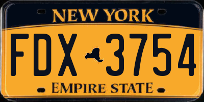 NY license plate FDX3754