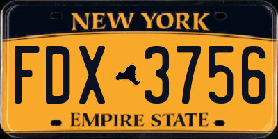 NY license plate FDX3756
