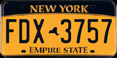NY license plate FDX3757