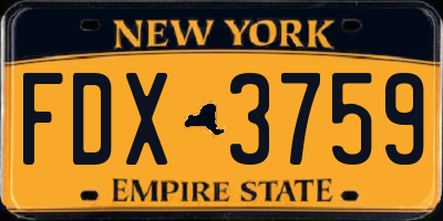 NY license plate FDX3759