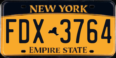 NY license plate FDX3764