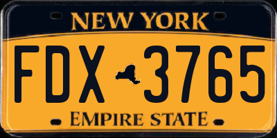 NY license plate FDX3765