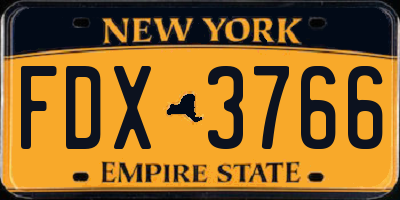 NY license plate FDX3766