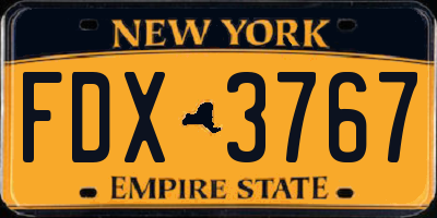 NY license plate FDX3767