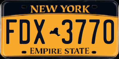 NY license plate FDX3770