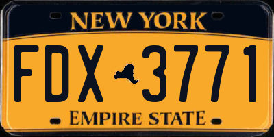 NY license plate FDX3771