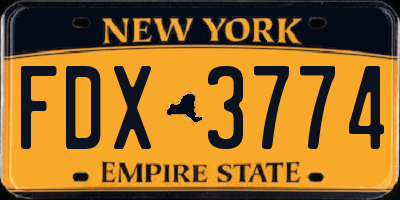 NY license plate FDX3774