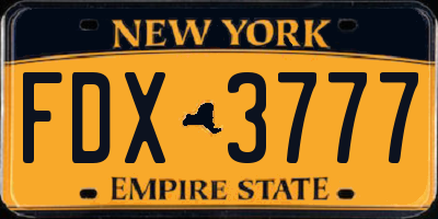 NY license plate FDX3777