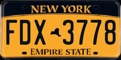 NY license plate FDX3778