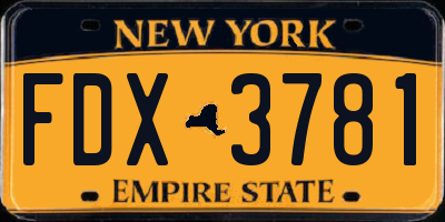 NY license plate FDX3781