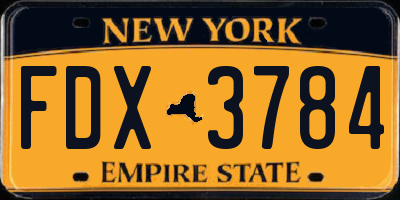 NY license plate FDX3784