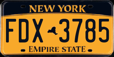 NY license plate FDX3785