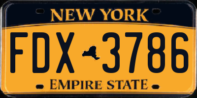 NY license plate FDX3786