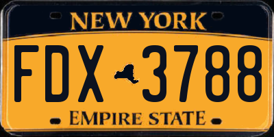 NY license plate FDX3788