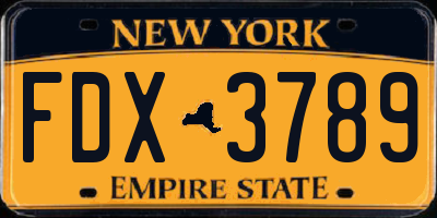 NY license plate FDX3789