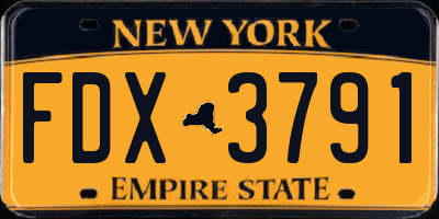 NY license plate FDX3791