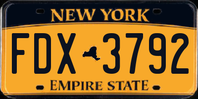 NY license plate FDX3792