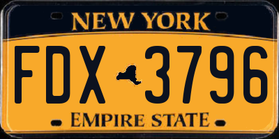NY license plate FDX3796