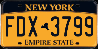 NY license plate FDX3799