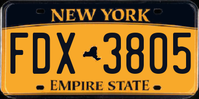 NY license plate FDX3805