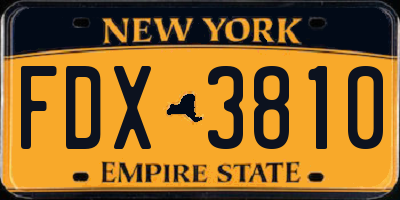 NY license plate FDX3810