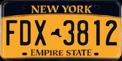NY license plate FDX3812