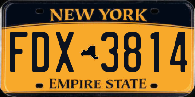 NY license plate FDX3814