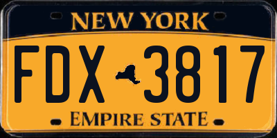 NY license plate FDX3817