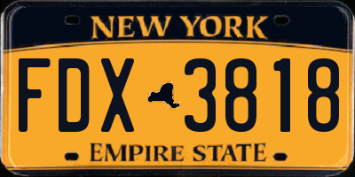 NY license plate FDX3818