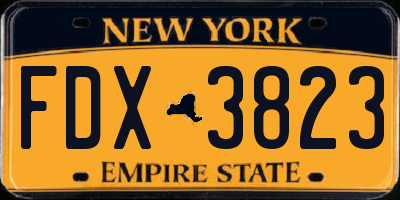 NY license plate FDX3823